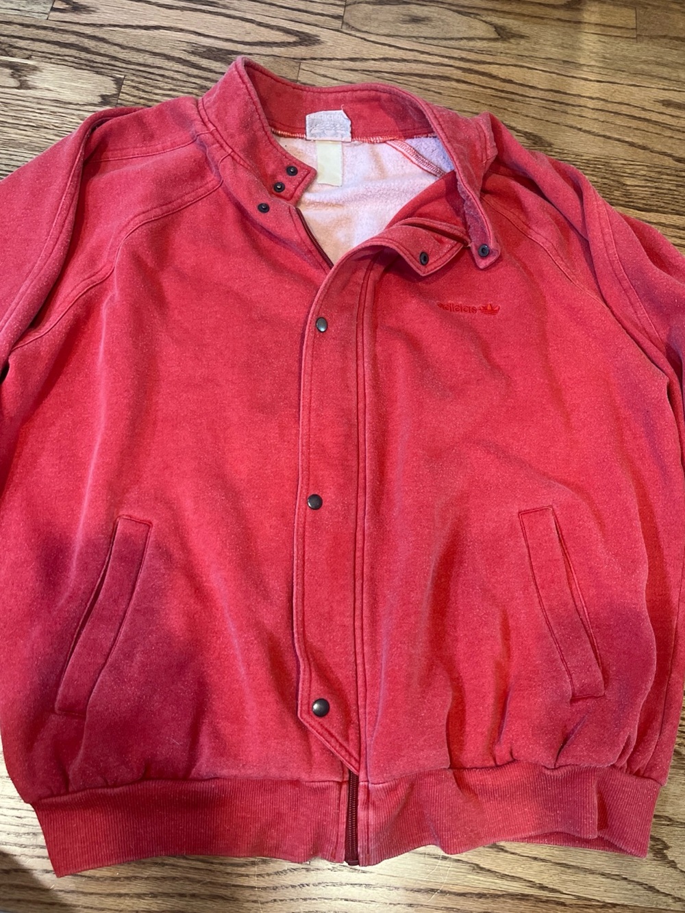 Vtg 80s ADIDAS Trefoil Track Bomber Jacket Full Zip Snap Blokecore Taiwan L/XL
